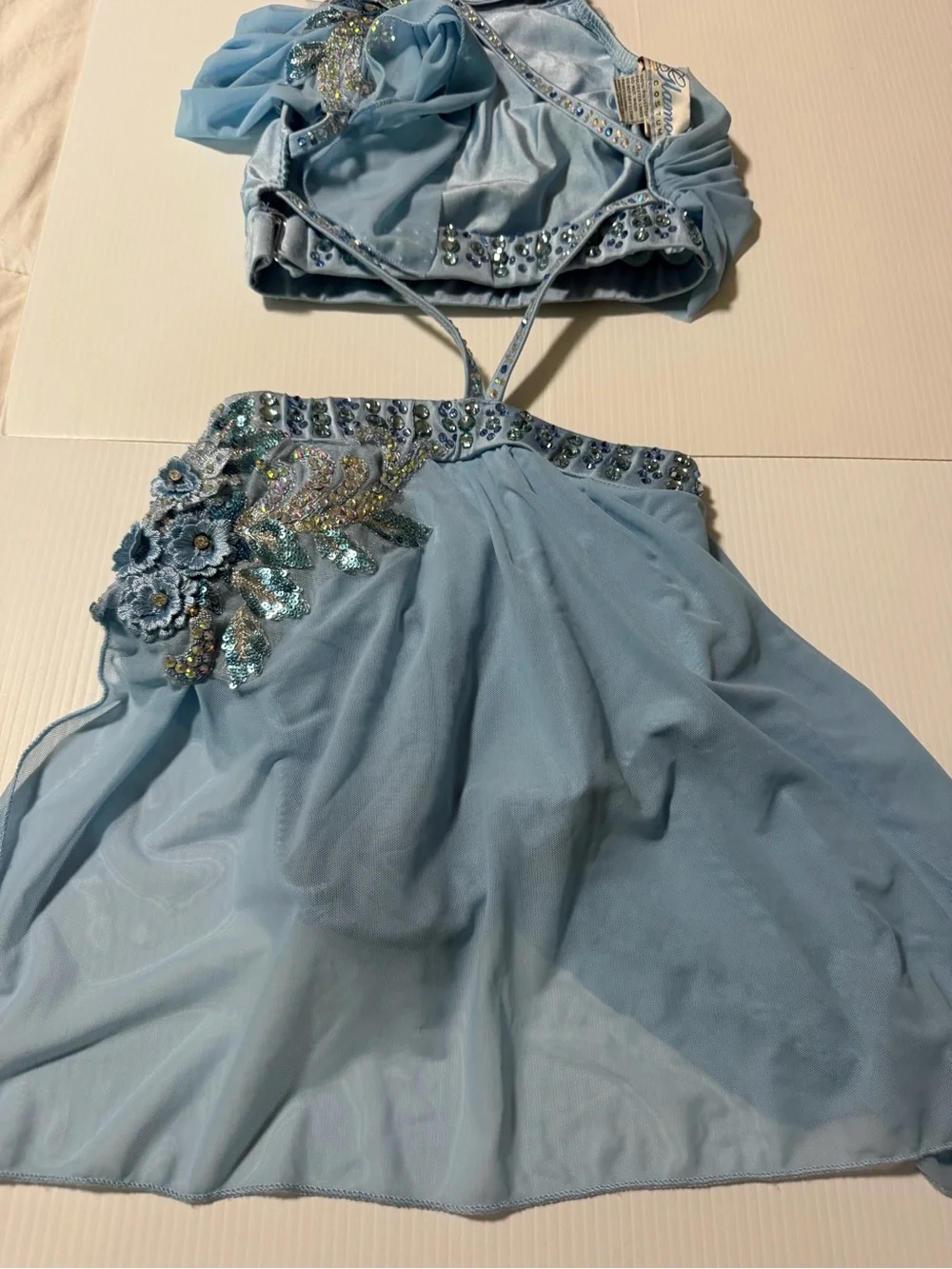 Glamour solo dance costume blue lyrical Troubled waters SA-Small adult